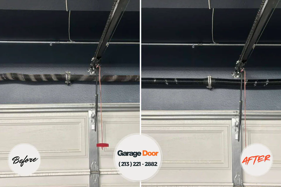 Before and after: garage door repair Little Round Lake, WI